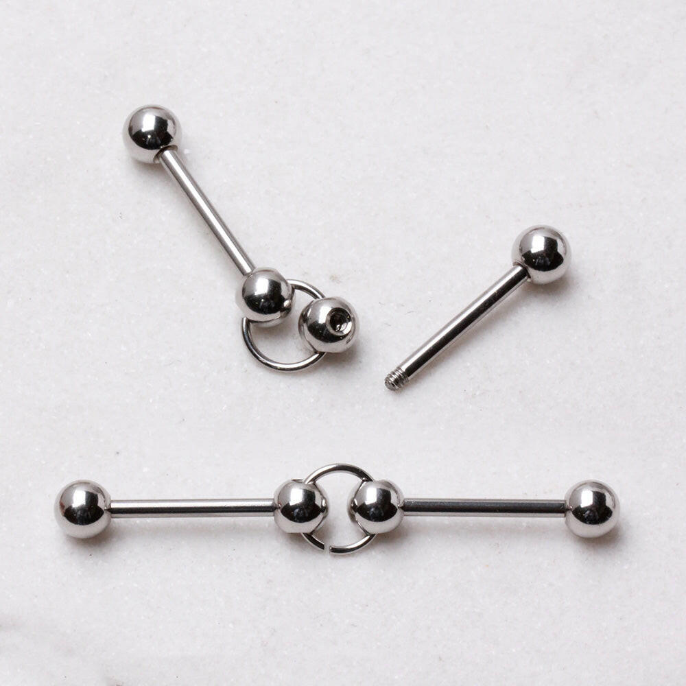 Two 316L Surgical Steel Barbells w/ Ring Industrial Barbell Industrial Barbell Impulse Piercings