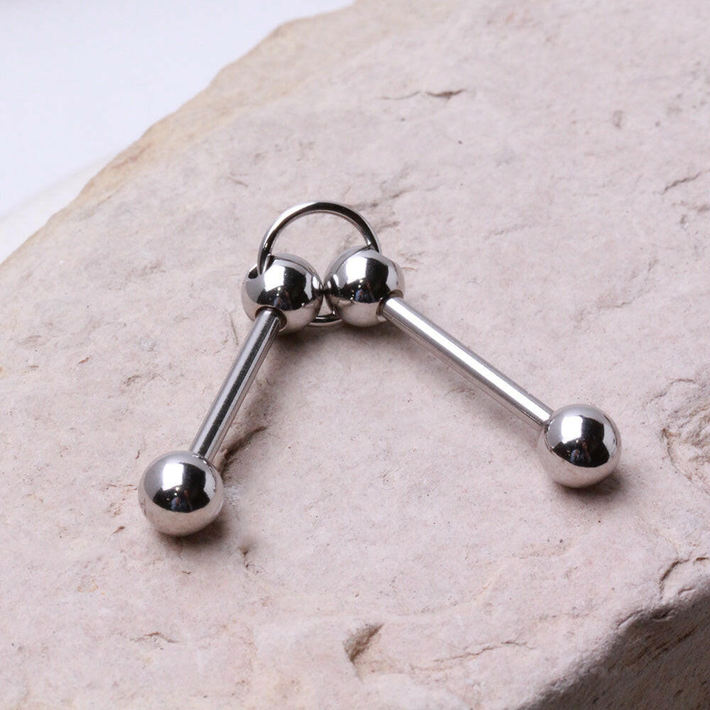 Two 316L Surgical Steel Barbells w/ Ring Industrial Barbell Industrial Barbell Impulse Piercings