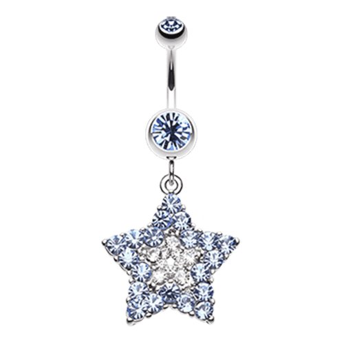 Ultra Dazzle Star Belly Button Ring Navel Ring Impulse Piercings Light Blue