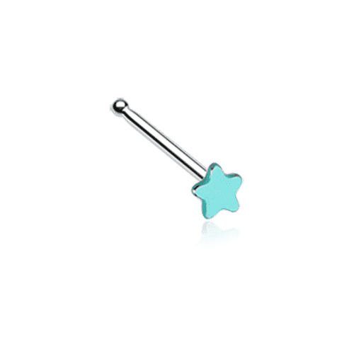 Vibrant Enamel Star Nose Stud Ring Nose Ring Impulse Piercings 20 GA (0.8mm) Teal