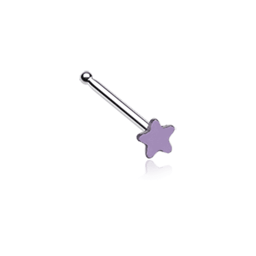 Vibrant Enamel Star Nose Stud Ring Nose Ring Impulse Piercings 20 GA (0.8mm) Purple