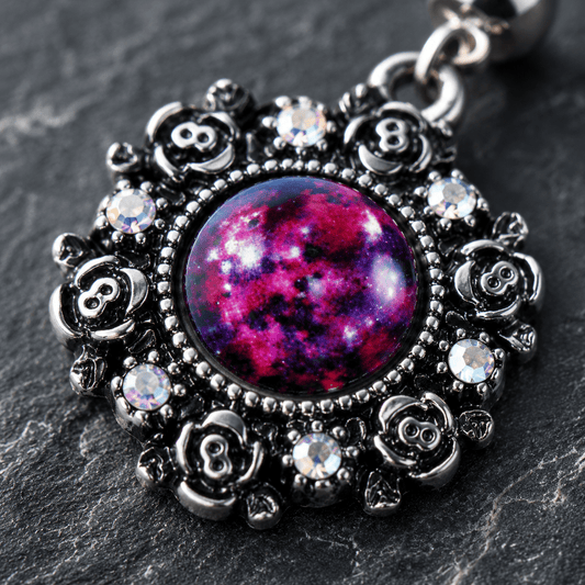 Stainless Steel Victorian Style Pendant Dangle Navel Ring - Skin Metals