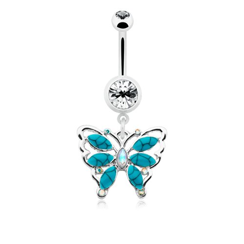 Vintage Turquoise Butterfly Belly Button Ring Navel Ring Impulse Piercings