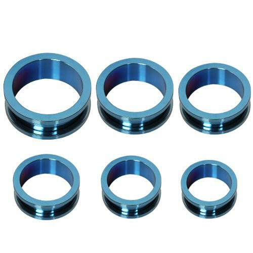 13/16" PVD Plated Screw Fit Tunnel Plug Plugs Impulse Piercings 12GA-Light Blue