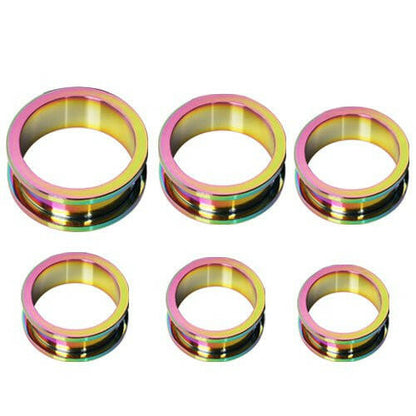 13/16" PVD Plated Screw Fit Tunnel Plug Plugs Impulse Piercings 12GA-Rainbow