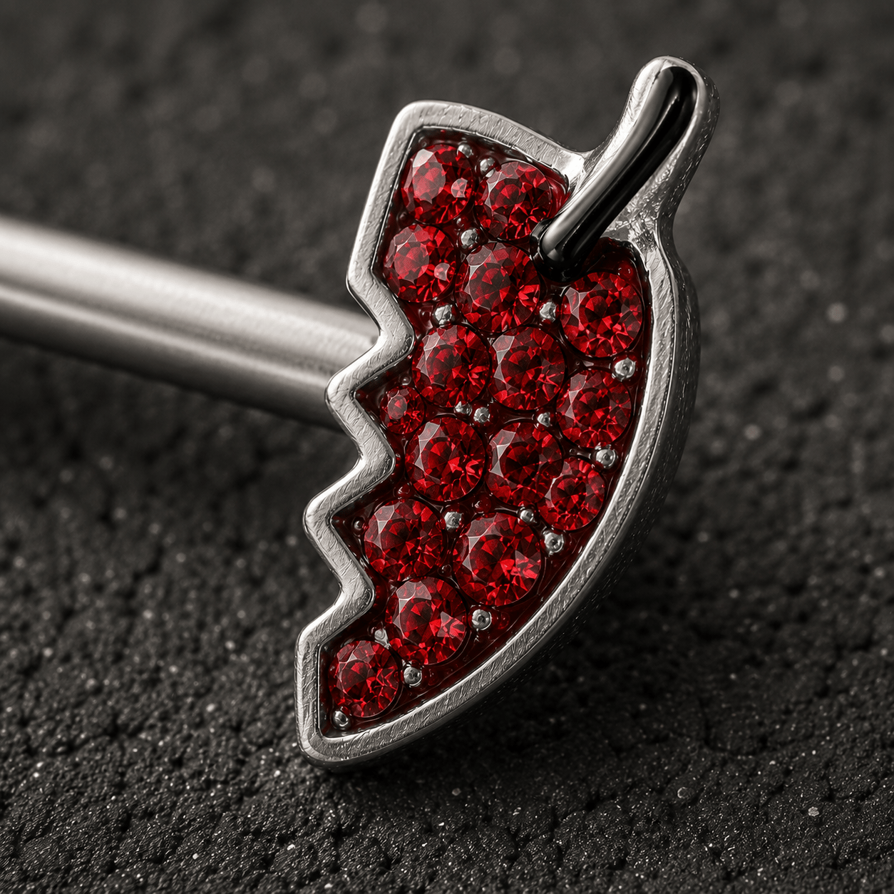 Devil's heart enamel and cubic zirconia body jewelry