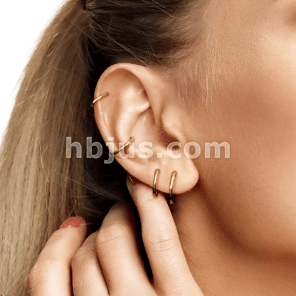 14K Solid Yellow Gold Hinged Segment Hoop Ring Tongue Rings Impulse Piercings