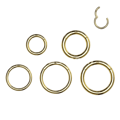 14K Solid Yellow Gold Hinged Segment Hoop Ring Tongue Rings Impulse Piercings