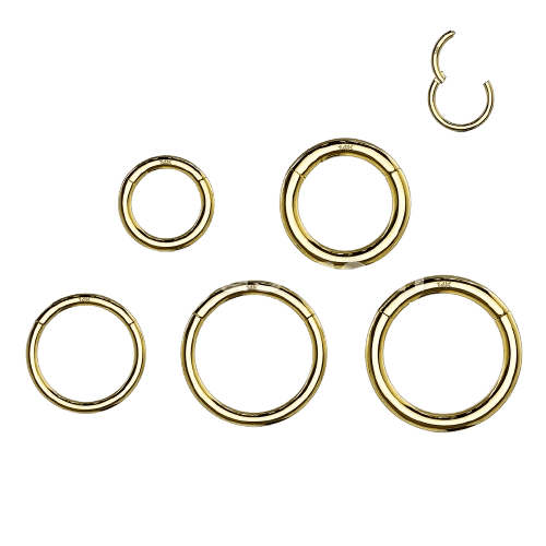 14K Solid Yellow Gold Hinged Segment Hoop Ring Tongue Rings Impulse Piercings