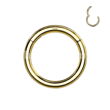 14K Solid Yellow Gold Hinged Segment Hoop Ring Tongue Rings Impulse Piercings