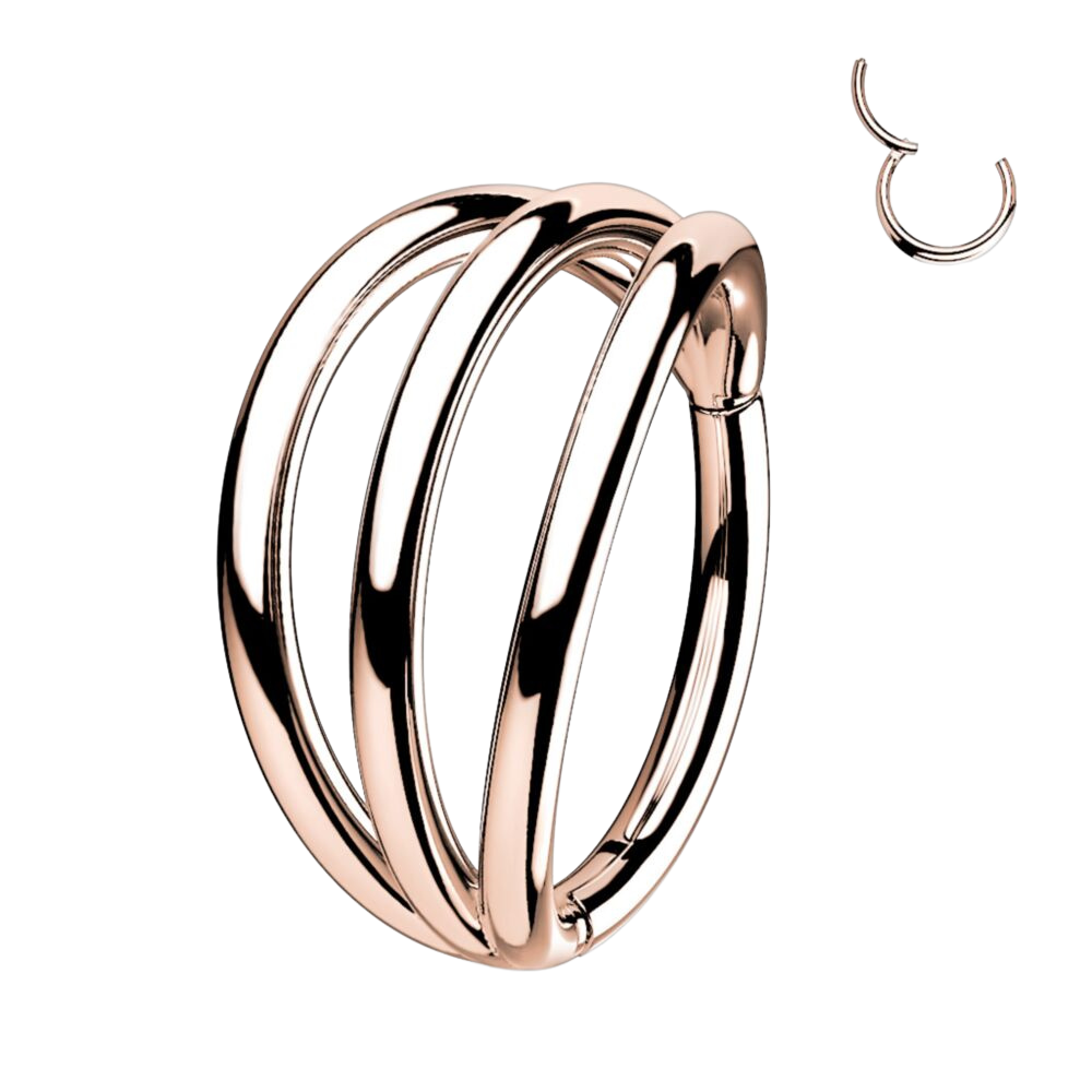 Implant Grade Titanium Hinged Segment Triple Hoop Ring Hoop Earring Skin Metals