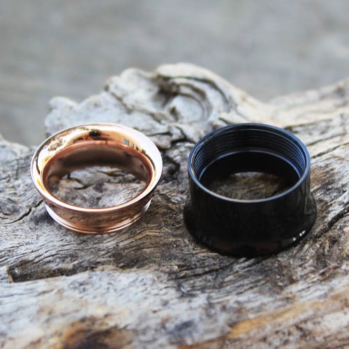 2-in-1 Black PVD & Rose Gold Screw Tunnel Plug — Sold as Pair