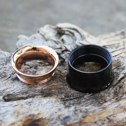 2-in-1 Black PVD & Rose Gold Screw Tunnel Plug — Sold as Pair