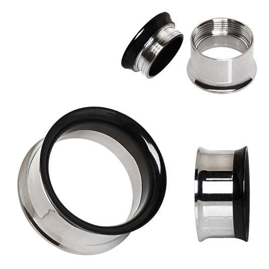 2-in-1 Black PVD & Steel Screw Tunnel Plug — Sold as Pair