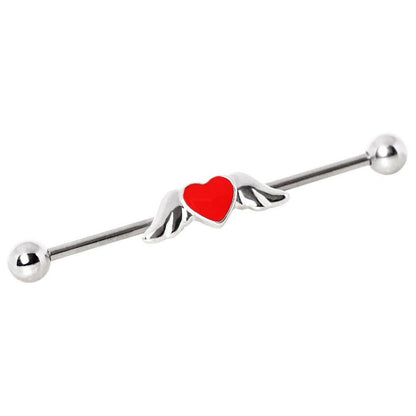 Industrial Barbell with Winged Heart Industrial Barbell Impulse Piercings