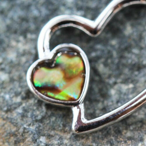 Stainless Steel Abalone Shell Heart Annealed Cartilage Earring Captive Bead Impulse Piercings