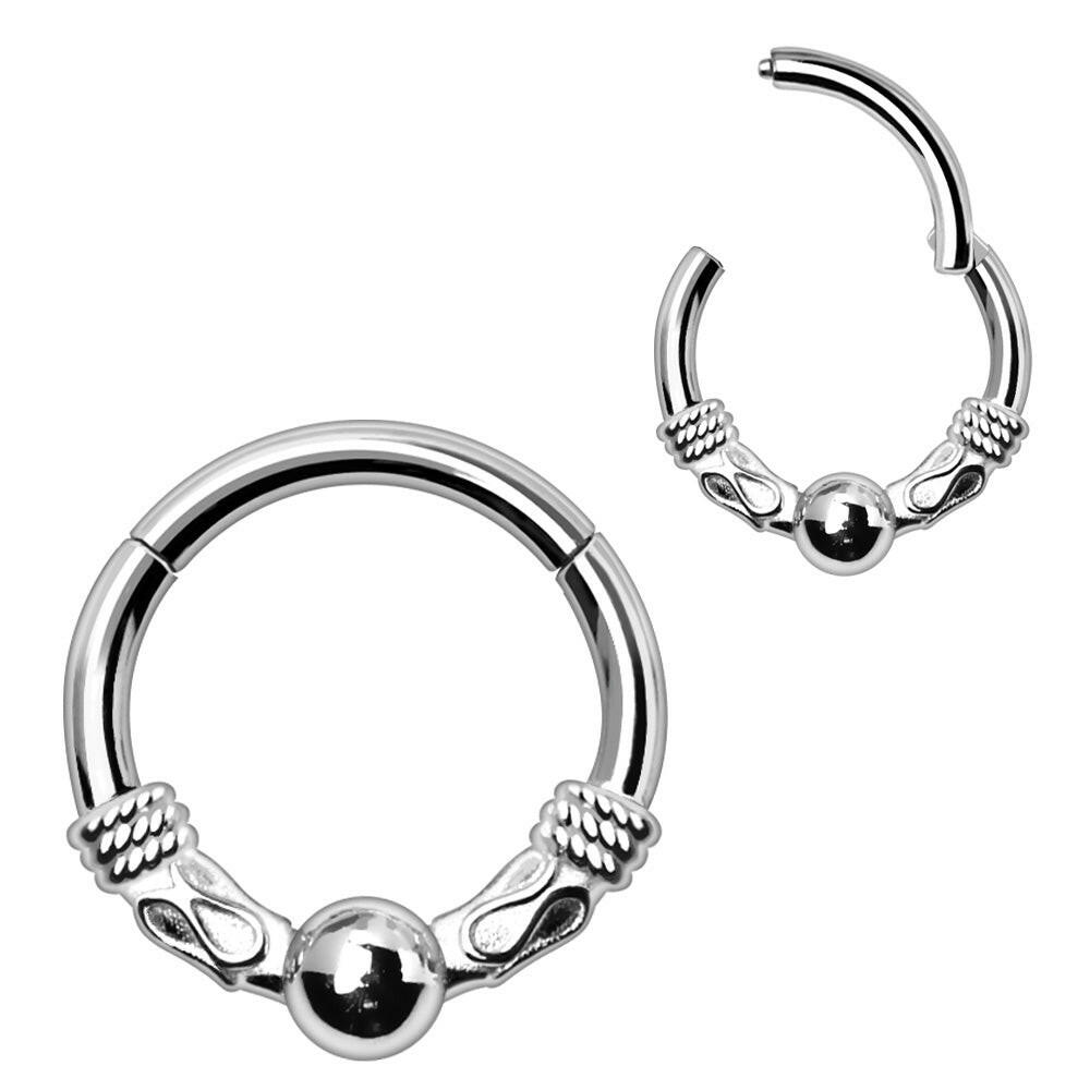 Stainless Steel Ancient Egyptian Design Hinged Clicker Ring Seamless Ring Impulse Piercings