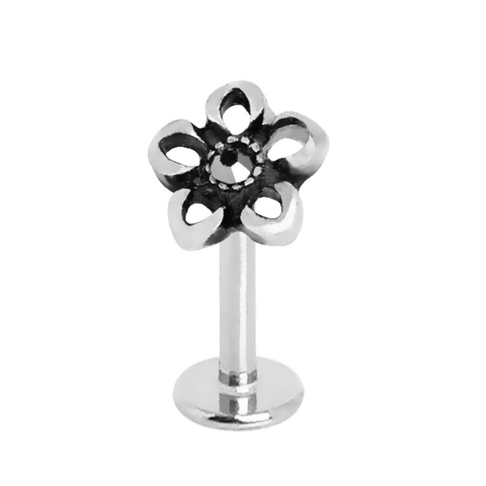 Stainless Steel Antique Flower Labret Labret Impulse Piercings