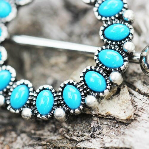 Stainless Steel Antique Turquoise Nipple Shield Nipple Ring Impulse Piercings