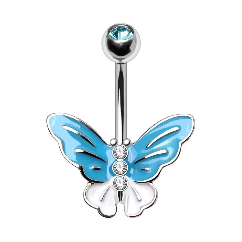 Stainless Steel Aqua Butterfly Navel Ring Navel Ring Impulse Piercings