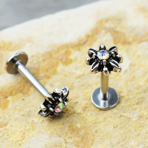 Stainless Steel Aurora Flower Labret Labret Impulse Piercings