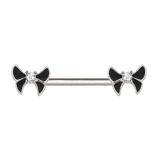 Stainless Steel Black Butterfly Nipple Bar Ring Nipple Ring Impulse Piercings