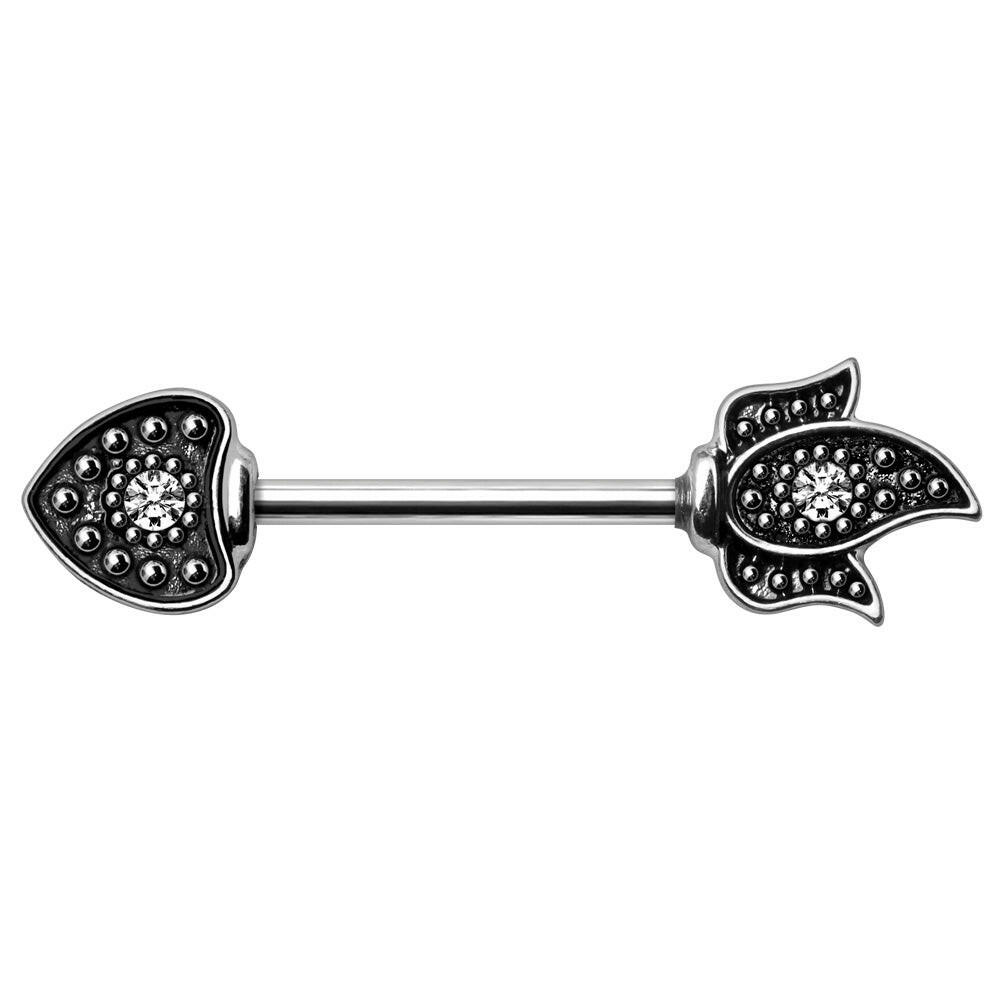 Stainless Steel Black Flame Arrow Nipple Bar Nipple Ring Impulse Piercings