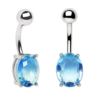 Stainless Steel Blue Synthetic Tourmaline Navel Ring Navel Ring Impulse Piercings