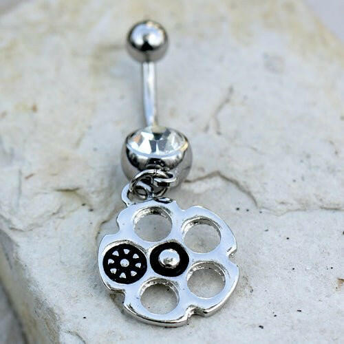 Stainless Steel Bullet Chamber Dangle Navel Ring Navel Ring Impulse Piercings