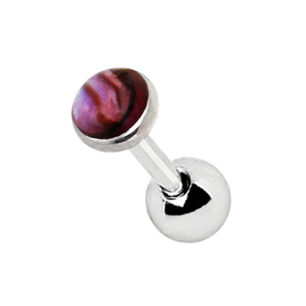 Stainless Steel Cartilage Earring with Abalone Shell Cartilage Impulse Piercings Purple