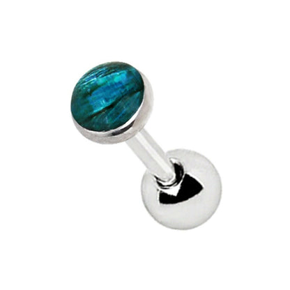 Stainless Steel Cartilage Earring with Abalone Shell Cartilage Impulse Piercings Blue