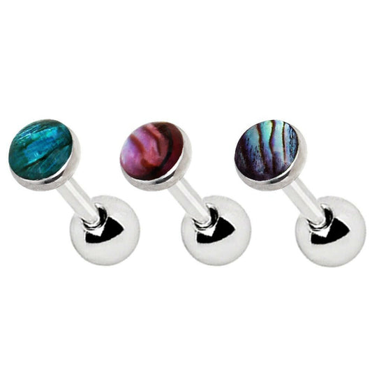 Stainless Steel Cartilage Earring with Abalone Shell Cartilage Impulse Piercings Rainbow