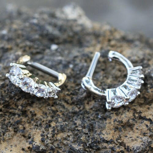 Stainless Steel Cascading CZ Cartilage Clicker Earring Cartilage Impulse Piercings