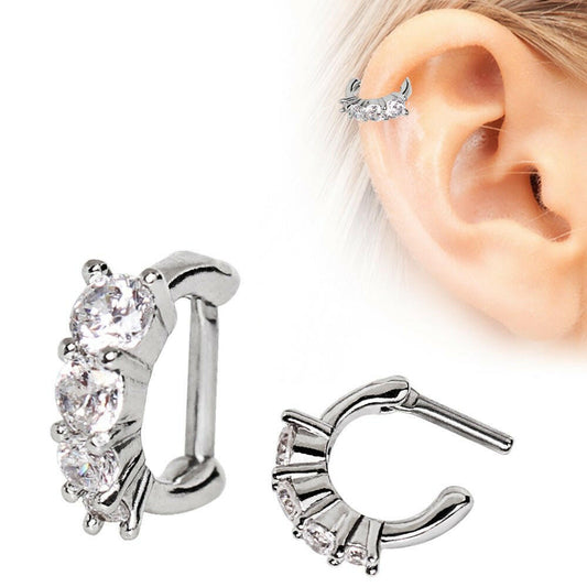 Stainless Steel Cascading CZ Cartilage Clicker Earring Cartilage Impulse Piercings