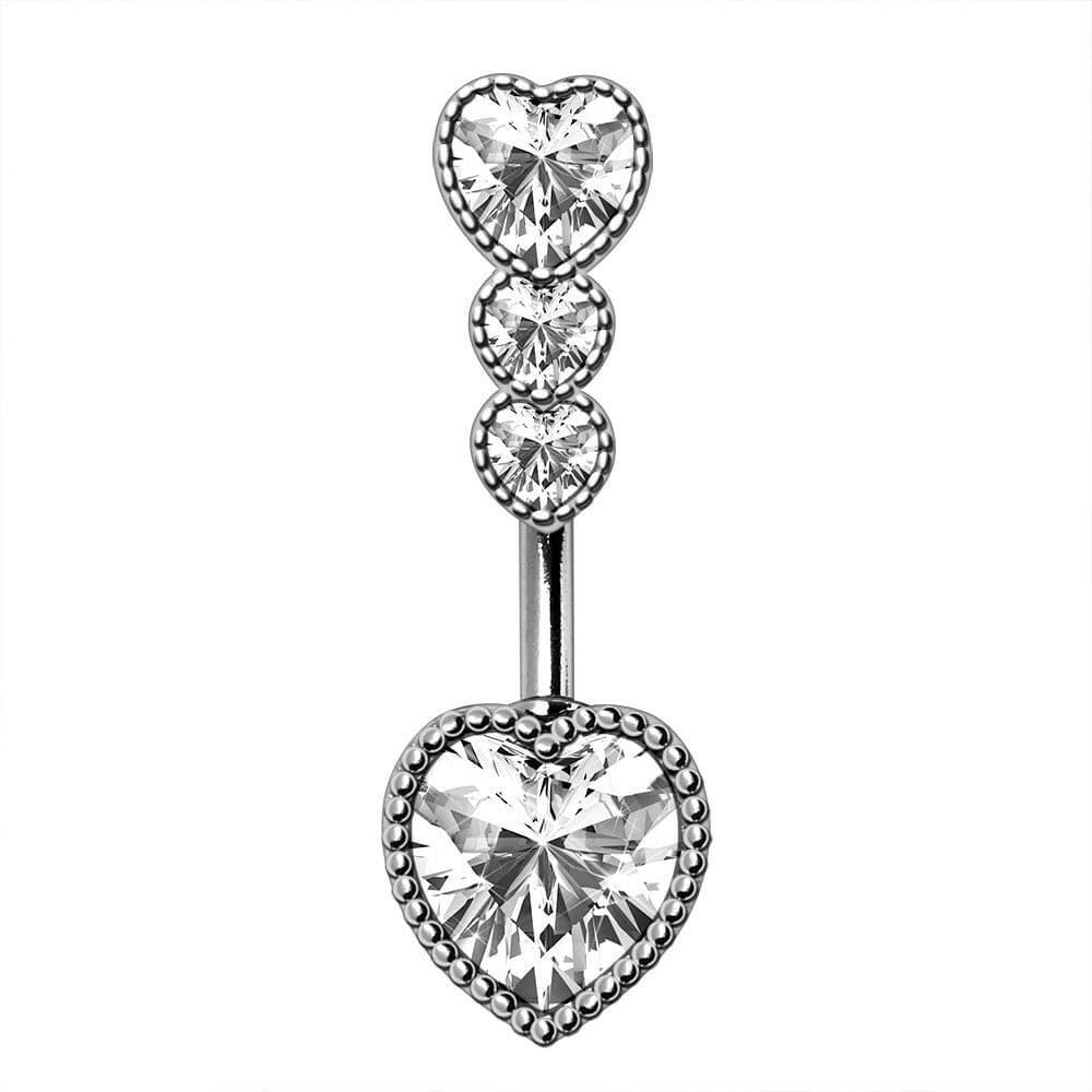 Elegant Cascading Heart Navel Ring in Durable 316L Stainless Steel Navel Ring Impulse Piercings