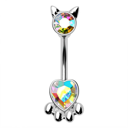 Stainless Steel Cat's Paw Navel Belly Button Ring Navel Ring Impulse Piercings