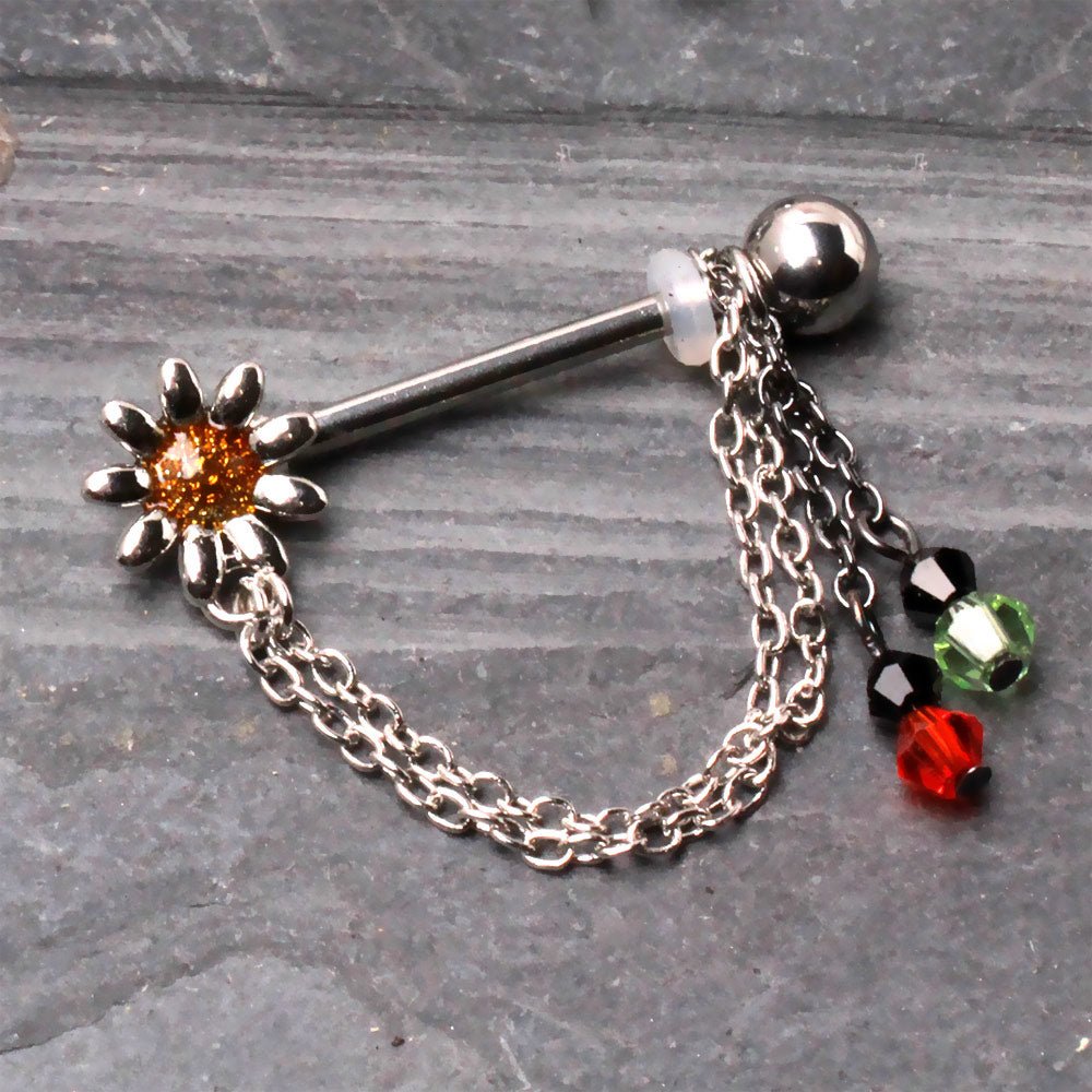 316L Stainless Steel Chained Flower Nipple Shield Nipple Ring Skin Metals