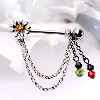 316L Stainless Steel Chained Flower Nipple Shield Nipple Ring Skin Metals