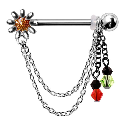316L Stainless Steel Chained Flower Nipple Shield Nipple Ring Skin Metals