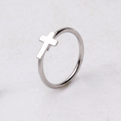 316L Stainless Steel Cross Nose Hoop Ring - Skin Metals