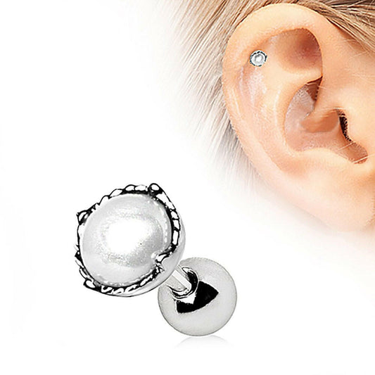 Stainless Steel Crown Pearl Cartilage Earring Cartilage Impulse Piercings