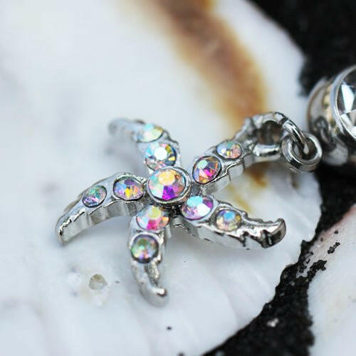 Stainless Steel Crystal Star Fish Dangle Belly Button Navel Ring Navel Ring Impulse Piercings