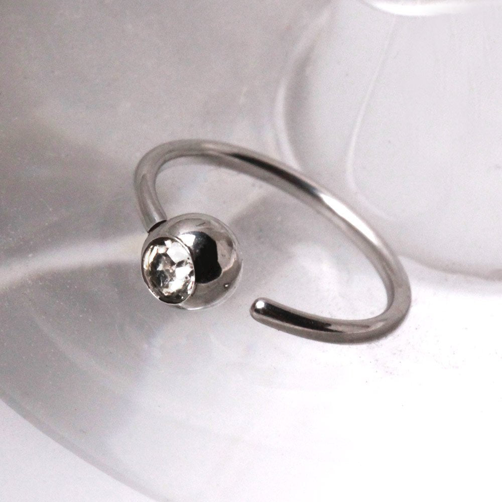 316L Stainless Steel CZ Ball Nose Hoop Ring - Skin Metals