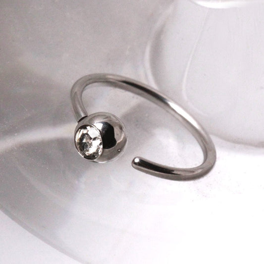 316L Stainless Steel CZ Ball Nose Hoop Ring - Skin Metals