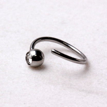 316L Stainless Steel CZ Ball Nose Hoop Ring - Skin Metals