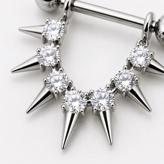 316L Stainless Steel CZ Spike Nipple Shield - Skin Metals