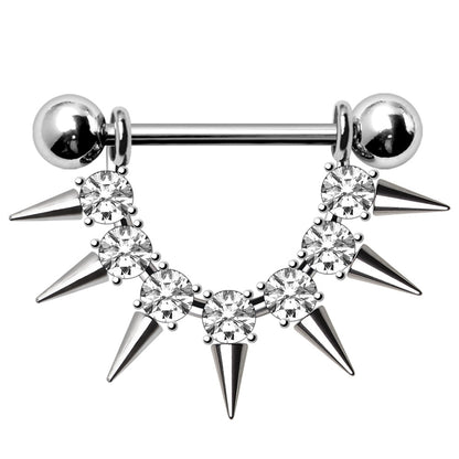 316L Stainless Steel CZ Spike Nipple Shield - Skin Metals