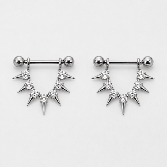 316L Stainless Steel CZ Spike Nipple Shield - Skin Metals