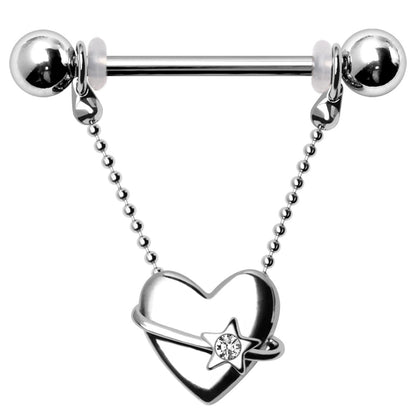 316L Stainless Steel Dangling Heart Nipple Shield Nipple Ring Skin Metals