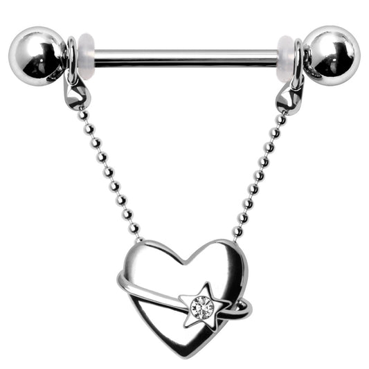 316L Stainless Steel Dangling Heart Nipple Shield Nipple Ring Skin Metals